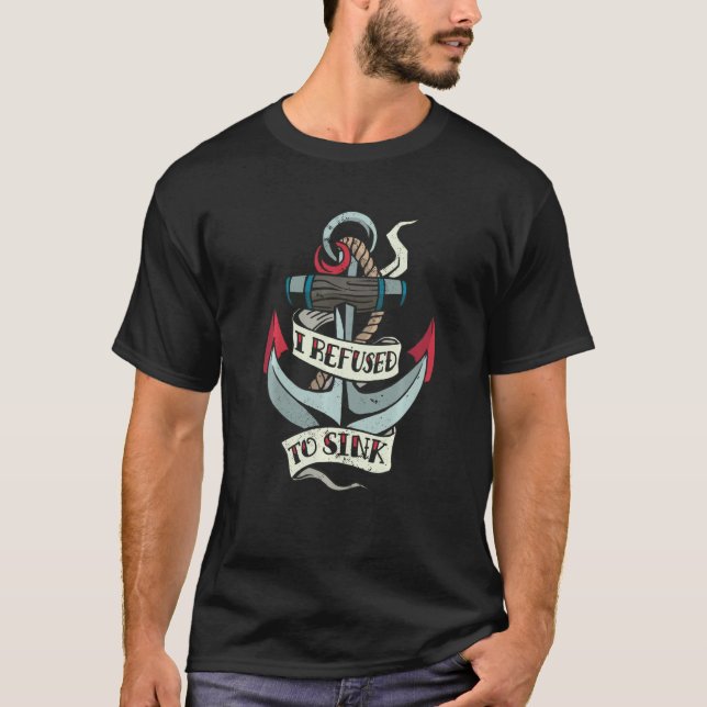 Camiseta Ancla estilo tatuaje de la vieja escuela con cita  (Anverso)