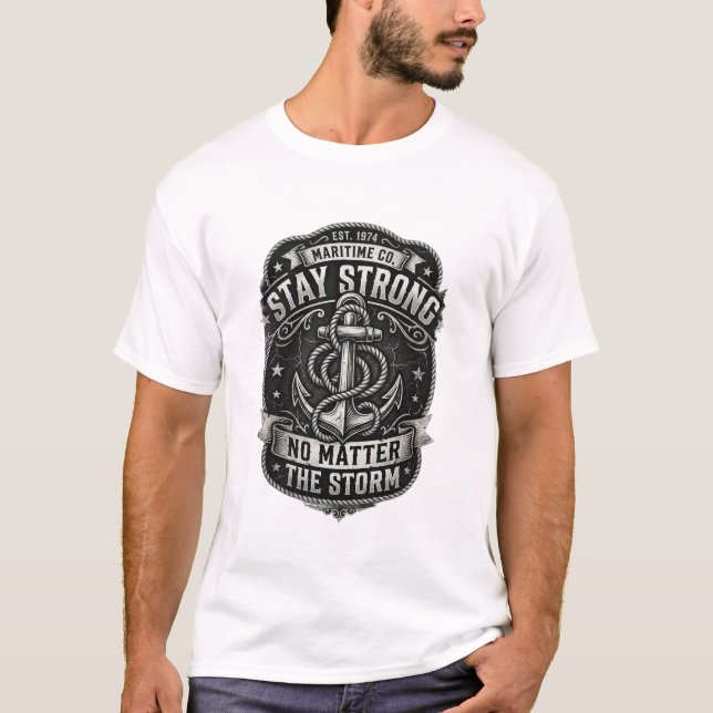 Camiseta Ancla Mantente Fuerte Sin Importar La Tor (Anverso)