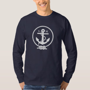 Camiseta Ancla náutica y línea del vintage de encargo