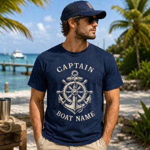 Camiseta Ancla Nombre del Barco Capitán Náutico Personaliza