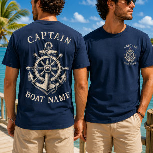 Camiseta Ancla Nombre del Barco Capitán Náutico Personaliza