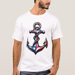 Camiseta Ancla Patriótica 4 de Julio Barco Bandera American