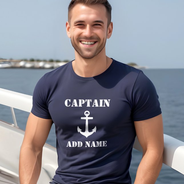 Camiseta Anclaje Capitán Añadir nombre o nombre del barco A (Subido por el creador)