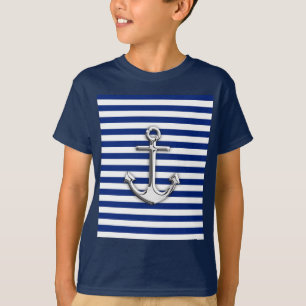 Camiseta Anclaje cromado en franjas de la marina
