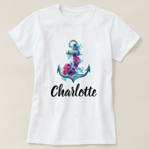 Camiseta Anclaje de acuarela náutico personalizado de moda