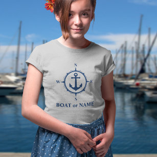 Camiseta Anclaje de brújula náutica de su barco o nombre gr