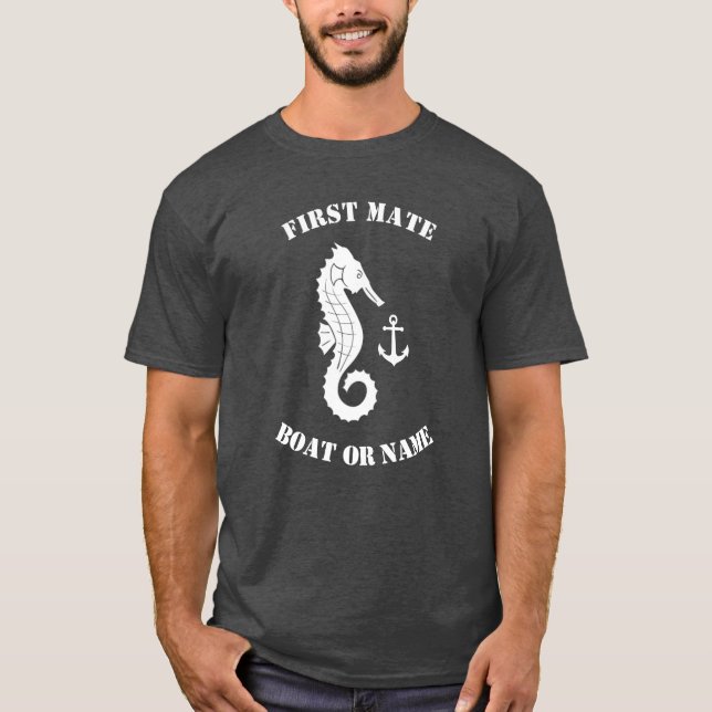 Camiseta Anclaje de mar Primer mate Bote o Nombre Gris (Anverso)