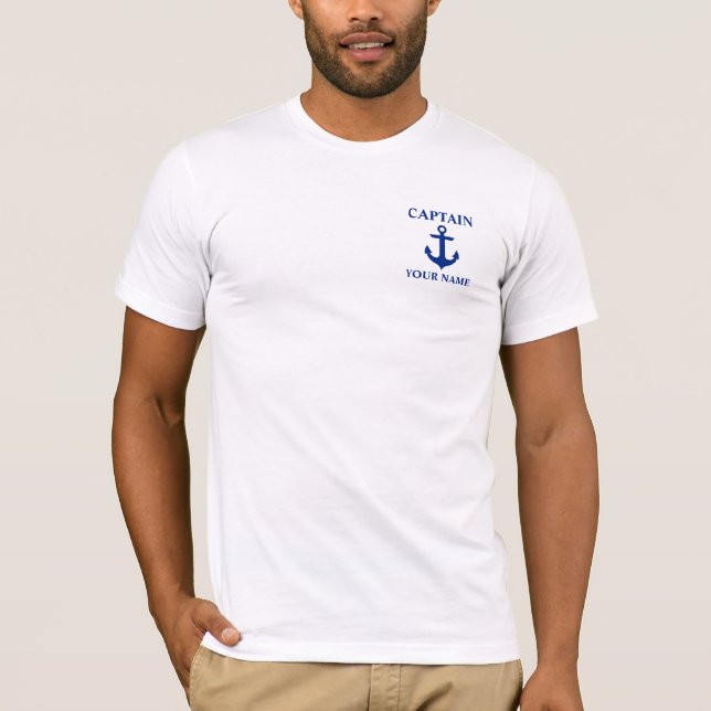 Camiseta Anclaje de nombre de capitán náutico (Anverso)