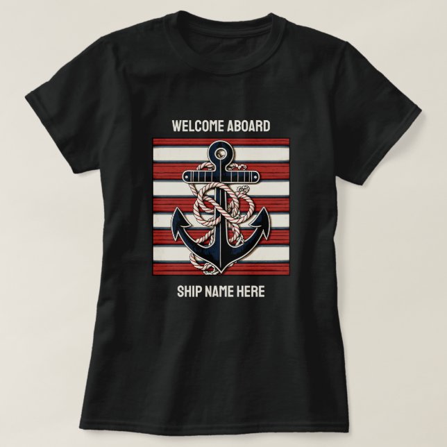 Camiseta Anclaje náutico de texto personalizado (Diseño del anverso)