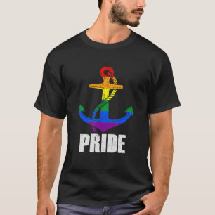 Camiseta Anclaje náutico retro Rainbow Lgbt Orgullo Gay Sai