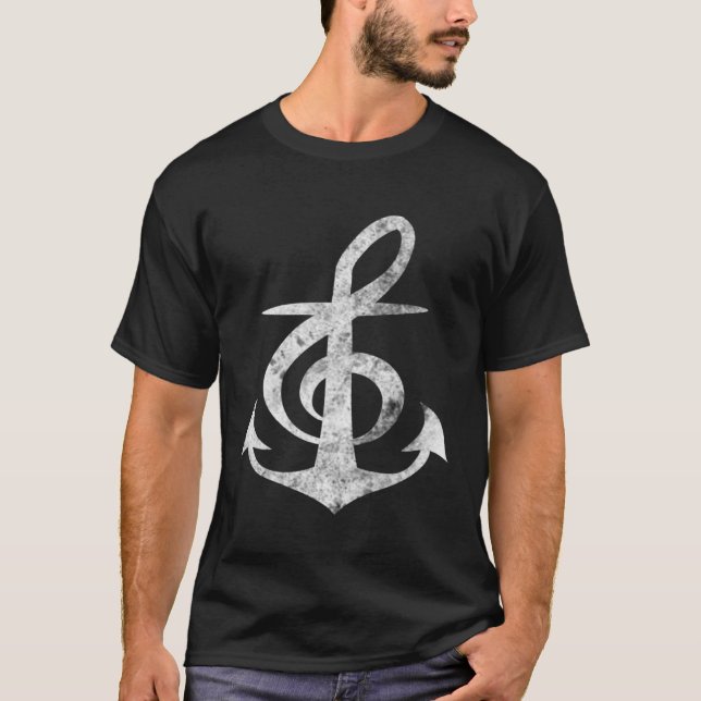 Camiseta Anclajes musicales Me Larga Manga Treble Clef Dist (Anverso)