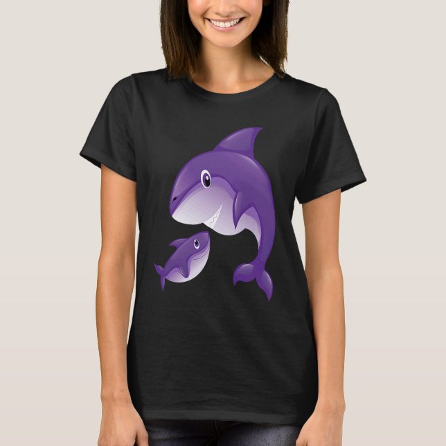 Camiseta and Cute of Mother Son Baby Toddler Dolphin Themed (Anverso)