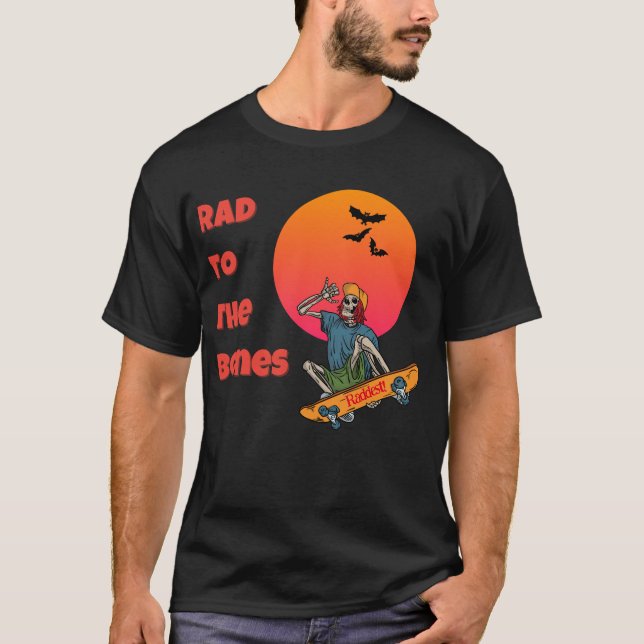 Camiseta "¡Anda a los huesos!" Funky Skeleton Skateboarder (Anverso)