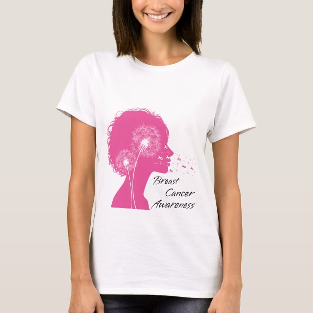 Camiseta andelion Breast Cancer Awareness Cinta rosa (Anverso)