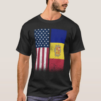 Camiseta Andorra Andorran American Flags Proud USA Andorra