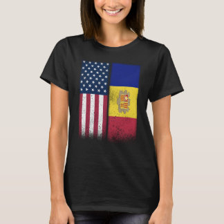 Camiseta Andorra Andorran American Flags Proud USA Andorra