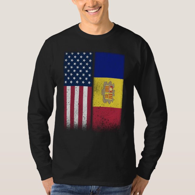 Camiseta Andorra Andorran American Flags Proud USA Andorra (Anverso)