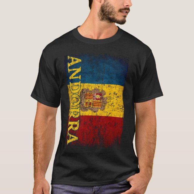 Camiseta Andorra Bandera Regalo Hombres Niños Andorra Retro (Anverso)