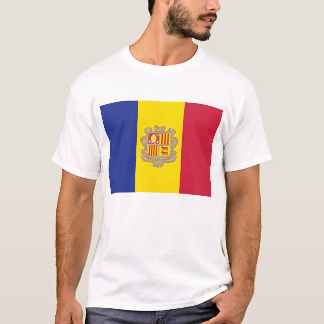 Camiseta Andorra Flag T-Shirt, Patriotic T-Shirts, (Anverso)