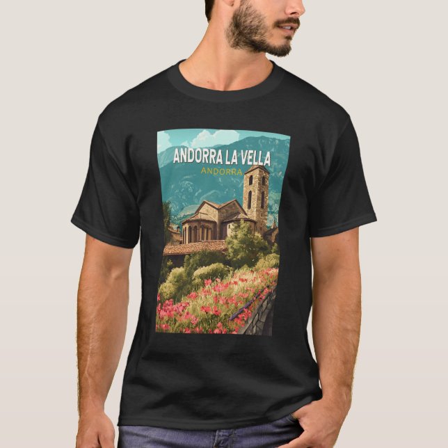 Camiseta Andorra la Vella Viaje Arte Vintage (Anverso)