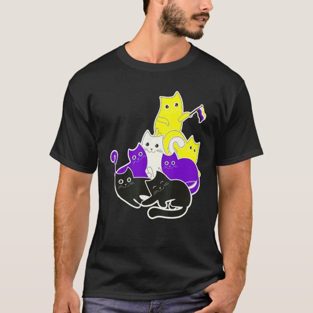Camiseta Androgynous Bandera de gato no binaria Género Géne (Anverso)