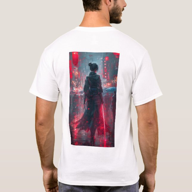 Camiseta Androgynous Samurai Anime Art T-Shirt (Reverso)