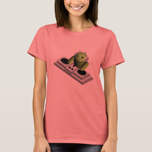Camiseta Android Robot Playing DJ (Anverso)