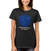 Andromedan Starseme T-Shirt | Tee galáctico oscuro