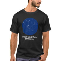 Andromedan Starseme T-Shirt | Tee galáctico oscuro
