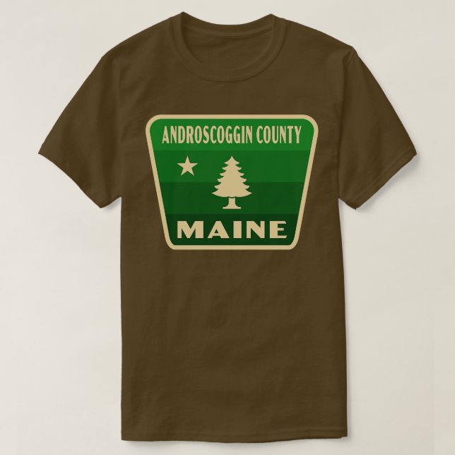 Camiseta Androscoggin County Maine Retro Pine Tree Badge Gr (Diseño del anverso)