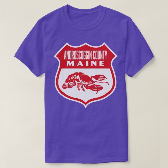 Camiseta Androscoggin County Maine Retro Shield Red (Diseño del anverso)