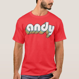 Camiseta Andy Retro Estilo de Tipografía Arcoiris Faded