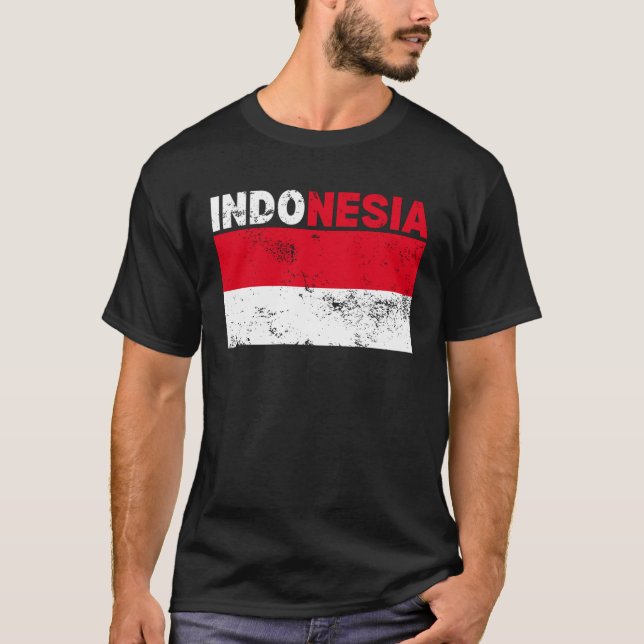 Camiseta añeja de bandera de Indonesia (Anverso)