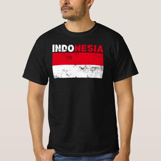 Camiseta añeja de bandera de Indonesia (Anverso)