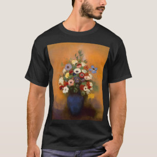 Camiseta Anemones de época y lila en un jarrón azul