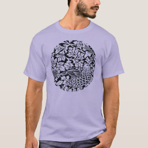 Camiseta Anenoma de aves del patrón floral William Morris