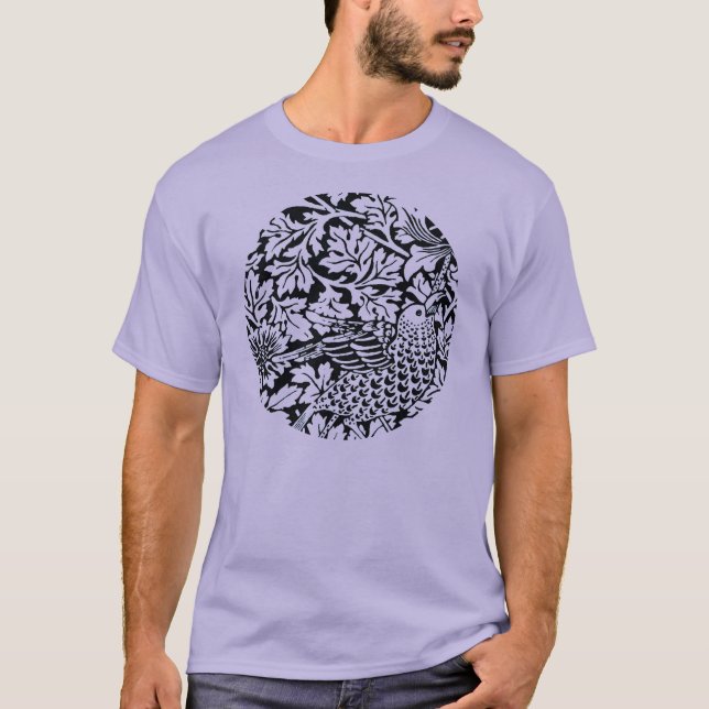Camiseta Anenoma de aves del patrón floral William Morris (Anverso)