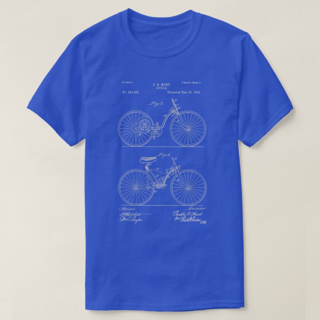 Camiseta Anexos de Bicicleta 1892 Patent Print Shirt, Old B (Diseño del anverso)