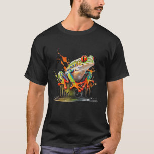 Camiseta Anfib de selva tropical de árbol rojo sapo saltand