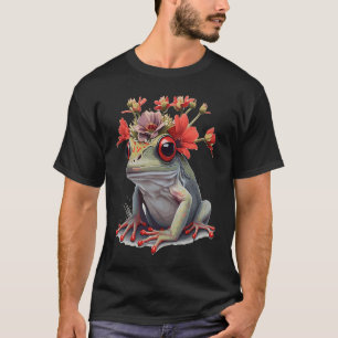 Camiseta Anfibio de la flor de la rana del árbol rojo curti