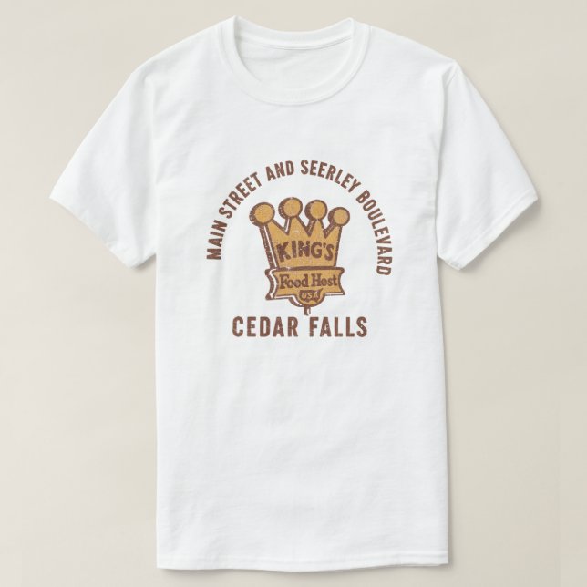 Camiseta Anfitrión de comida del rey, Cedar Falls (Diseño del anverso)