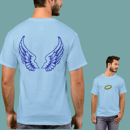 Camiseta Ángel Alas (Azul) Tee delantero y trasero