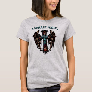 Camiseta Ángel asfalto, motocicleta