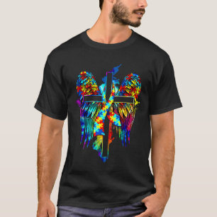 Camiseta Ángel Autism Awareness Cross Wings Cross Faith Jes