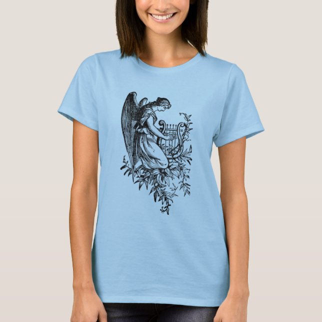 Camiseta Ángel Con Arpa Y Flora (Anverso)
