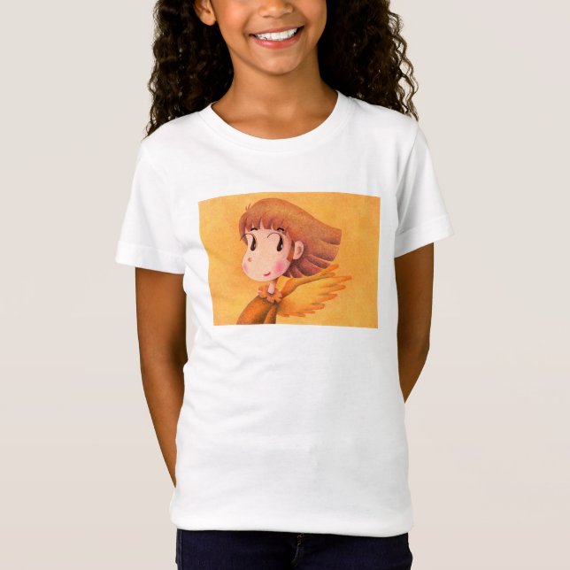Camiseta Ángel con cabello castaño. (Anverso)