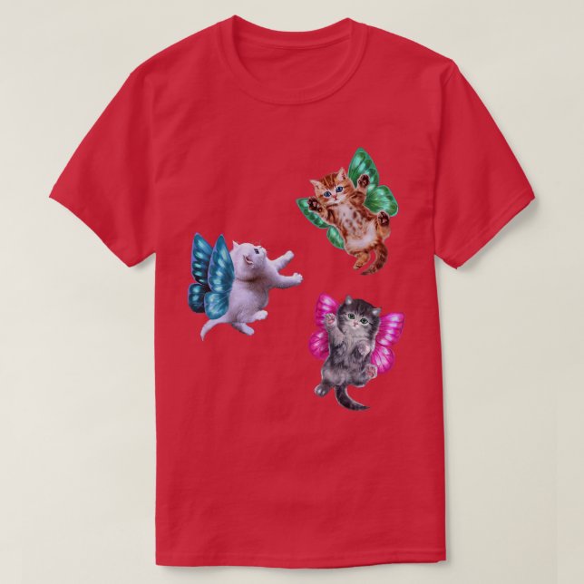 Camiseta Ángel Cupido Gato Kitten con Alas Mariposa  (Diseño del anverso)