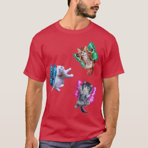 Camiseta Ángel Cupido Gato Kitten con Alas Mariposa 