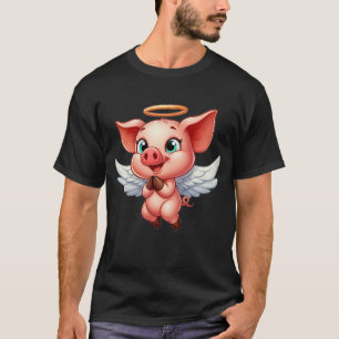 Camiseta Ángel de cerdo con alas y halo en la granja