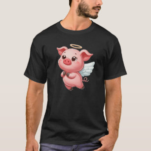 Camiseta Ángel de cerdo cortado personalizado alitas halo